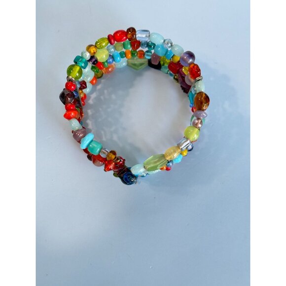 Handcrafted Multicolor Glass Beaded Wrap Bracelet - Picture 3 of 10